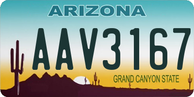 AZ license plate AAV3167