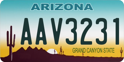 AZ license plate AAV3231