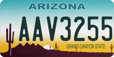 AZ license plate AAV3255