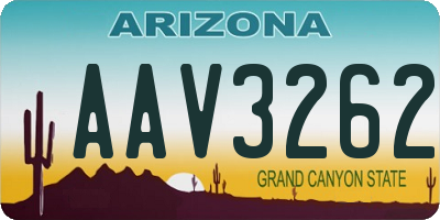 AZ license plate AAV3262