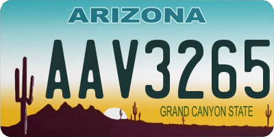 AZ license plate AAV3265