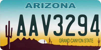 AZ license plate AAV3294