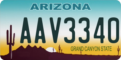AZ license plate AAV3340