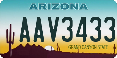 AZ license plate AAV3433