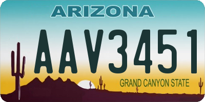 AZ license plate AAV3451