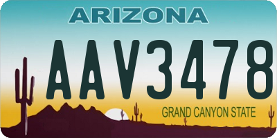 AZ license plate AAV3478