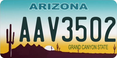 AZ license plate AAV3502