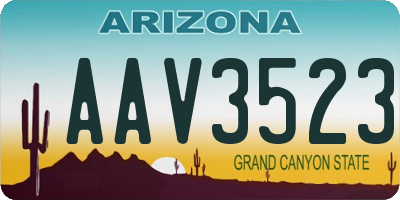AZ license plate AAV3523