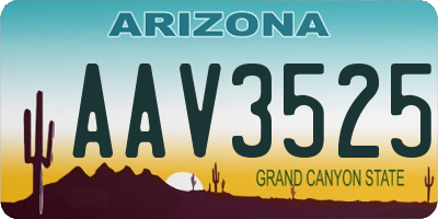 AZ license plate AAV3525