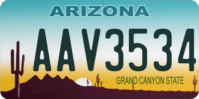 AZ license plate AAV3534