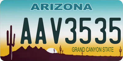 AZ license plate AAV3535