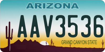 AZ license plate AAV3536