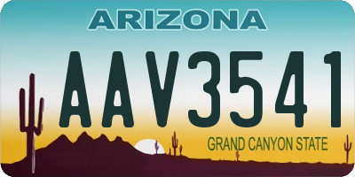 AZ license plate AAV3541