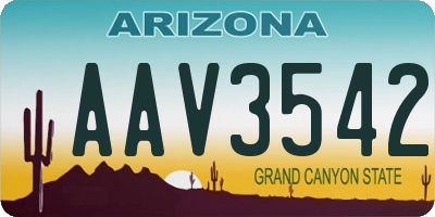 AZ license plate AAV3542