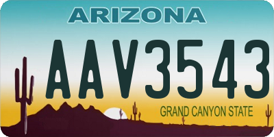 AZ license plate AAV3543