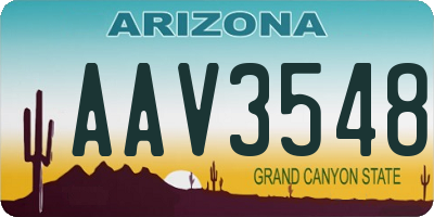 AZ license plate AAV3548