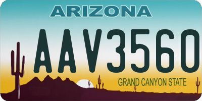 AZ license plate AAV3560