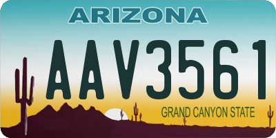 AZ license plate AAV3561