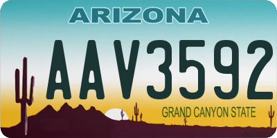 AZ license plate AAV3592