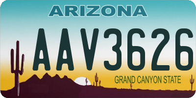 AZ license plate AAV3626