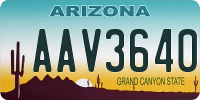 AZ license plate AAV3640