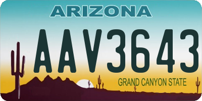 AZ license plate AAV3643