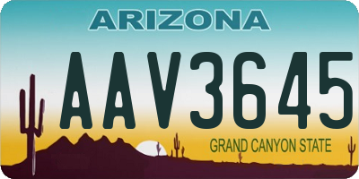 AZ license plate AAV3645