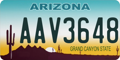 AZ license plate AAV3648