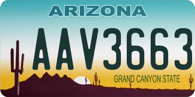 AZ license plate AAV3663