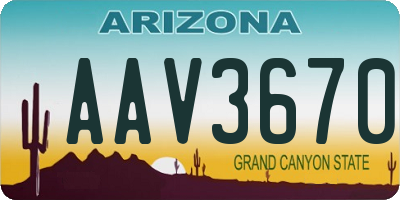 AZ license plate AAV3670