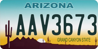 AZ license plate AAV3673