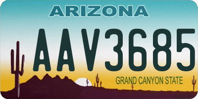 AZ license plate AAV3685