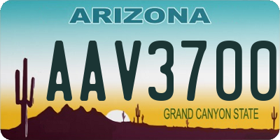 AZ license plate AAV3700