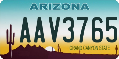 AZ license plate AAV3765