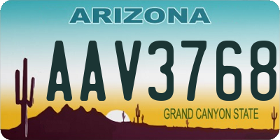 AZ license plate AAV3768