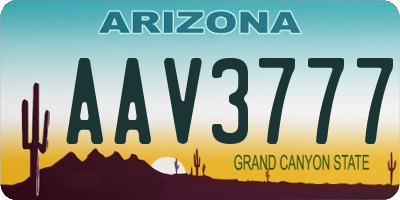 AZ license plate AAV3777