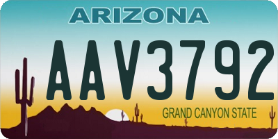 AZ license plate AAV3792