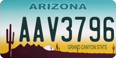 AZ license plate AAV3796