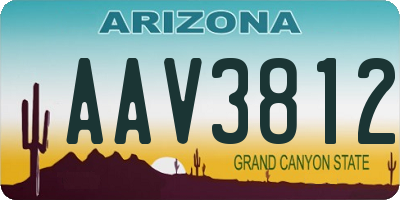 AZ license plate AAV3812