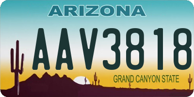 AZ license plate AAV3818