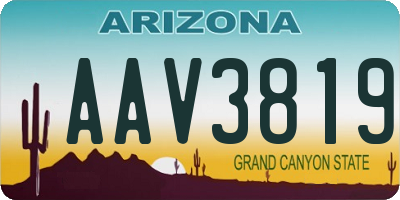 AZ license plate AAV3819