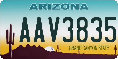 AZ license plate AAV3835