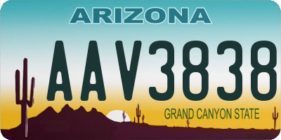 AZ license plate AAV3838