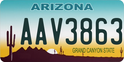 AZ license plate AAV3863
