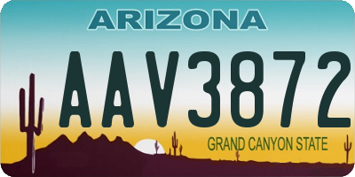AZ license plate AAV3872