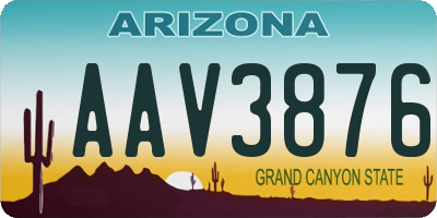 AZ license plate AAV3876