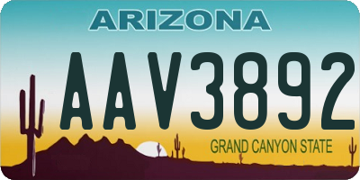 AZ license plate AAV3892