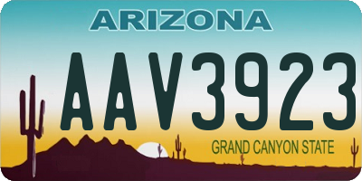 AZ license plate AAV3923