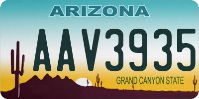 AZ license plate AAV3935