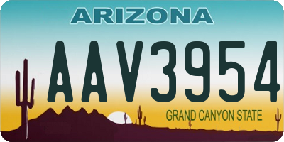 AZ license plate AAV3954